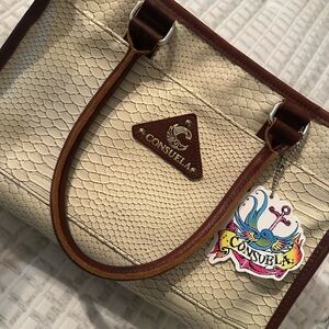 Consuela Cream and Brown Tote Bag